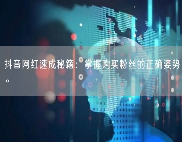 抖音网红速成秘籍：掌握购买粉丝的正确姿势。