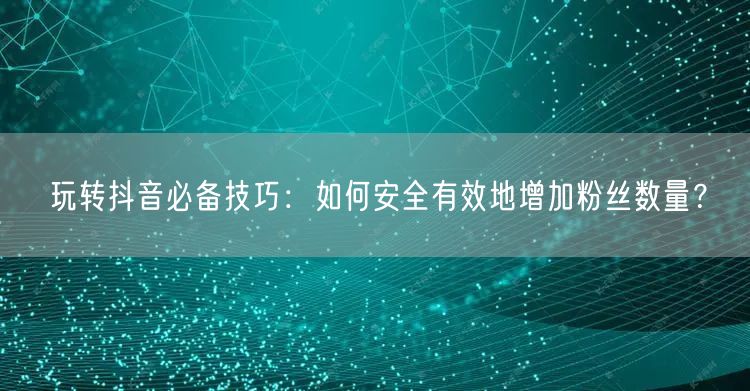 玩转抖音必备技巧：如何安全有效地增加粉丝数量？