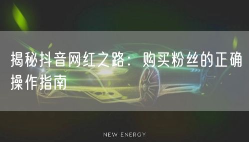 揭秘抖音网红之路：购买粉丝的正确操作指南