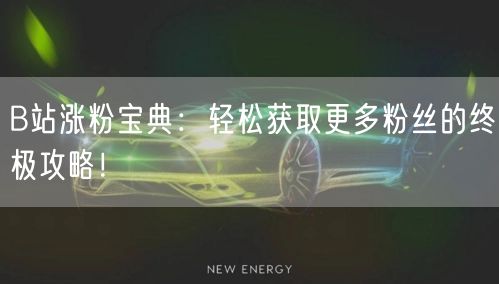 B站涨粉宝典：轻松获取更多粉丝的终极攻略！