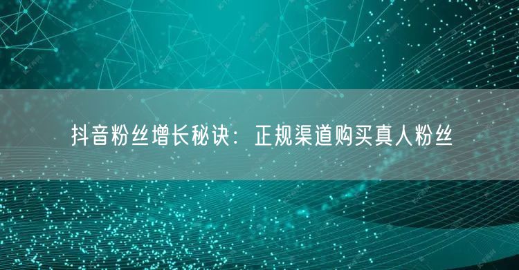 抖音粉丝增长秘诀：正规渠道购买真人粉丝