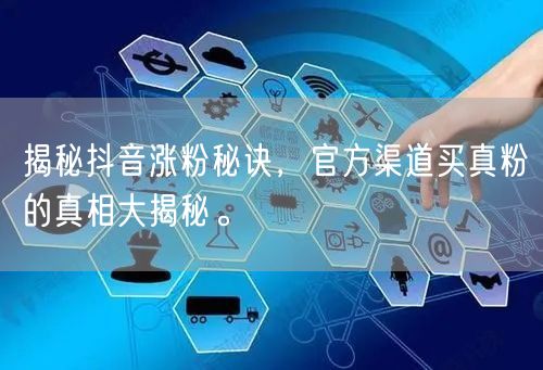揭秘抖音涨粉秘诀，官方渠道买真粉的真相大揭秘。