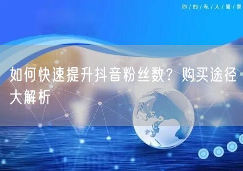 如何快速提升抖音粉丝数？购买途径大解析