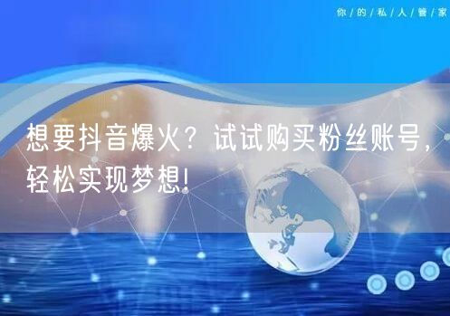 想要抖音爆火？试试购买粉丝账号，轻松实现梦想!