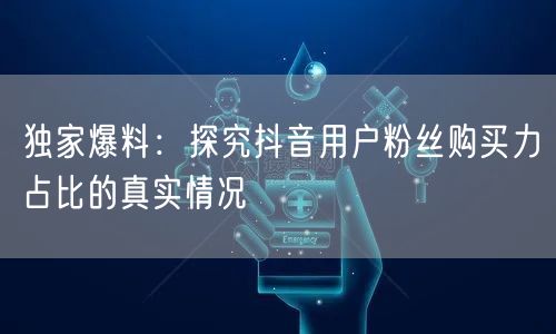 独家爆料：探究抖音用户粉丝购买力占比的真实情况