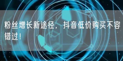粉丝增长新途径，抖音低价购买不容错过！