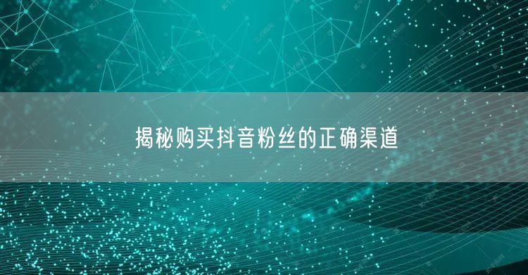 揭秘购买抖音粉丝的正确渠道