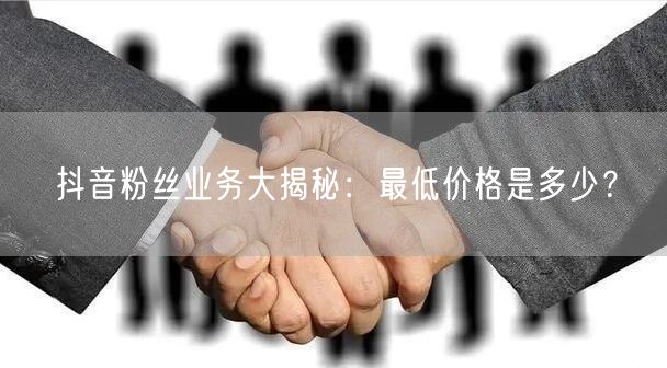 抖音粉丝业务大揭秘：最低价格是多少？